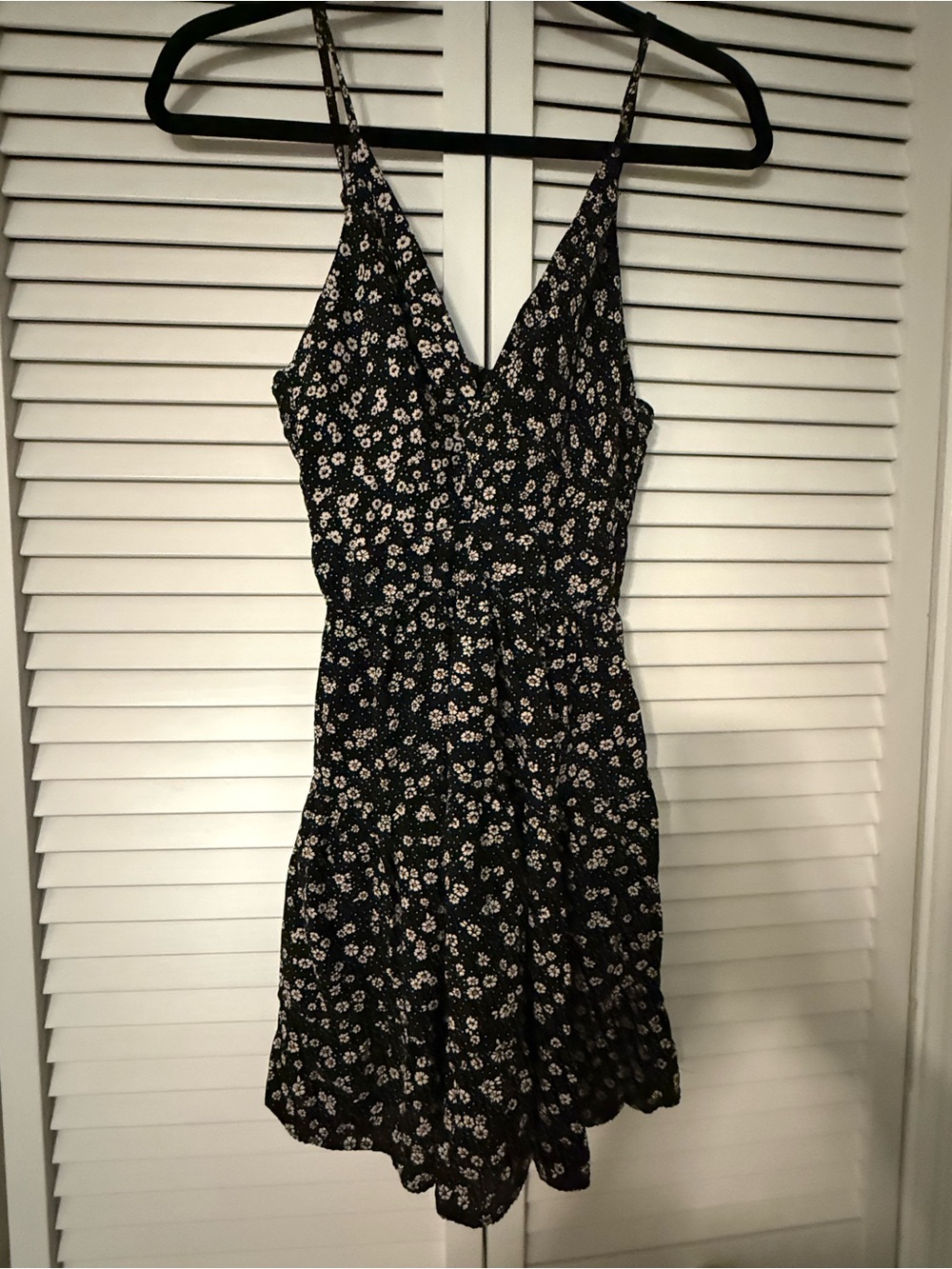 Angie Black Mini Dress with White Floral Print